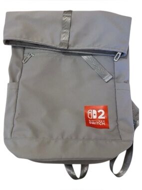 Rare Nintendo Switch 2 Backpack by Halfar Gray Canvas Laptop Bag Red White Logo